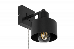 Schwarze Wandlampe mit Zugschalter aus Holz SHWAND-SC10x10SC Wandleuchte