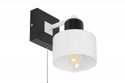Weiße Wandlampe mit Zugschalter aus Holz SHWAND-WE10x10SC Wandleuchte