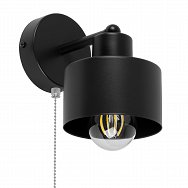 Schwarze Wandlampe mit Zugschalter aus Metall SHWAND-OST1010SC Wandleuchte
