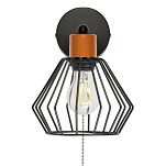 Schwarze Wandlampe mit Zugschalter aus Metall SHWAND-BR-OST1010MO Wandleuchte - 3