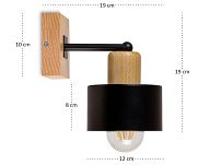 Schwarze Wandlampe aus Holz WAND-SC10x10BU Wandleuchte - 4