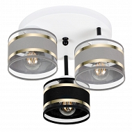 Weiße Deckenlampe mit drei Lampenschirme grau/schwarz TI-3030WE-GRSCGR Deckenleuchte