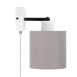 Weiße Wandlampe mit grauem Lampenschirm und Schnur-Zugschalter SHWAND-CL-1010WE-GR Wandleuchte - 2