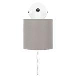 Weiße Wandlampe mit grauem Lampenschirm und Schnur-Zugschalter SHWAND-CL-1010WE-GR Wandleuchte - 4