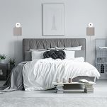 Weiße Wandlampe mit grauem Lampenschirm und Schnur-Zugschalter SHWAND-CL-1010WE-GR Wandleuchte - 3