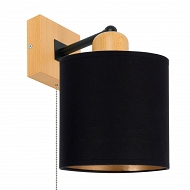 Schwarze Wandlampe mit Zugschalter aus Holz CL-SHWAND-SC10x10BU-SC LED Wandleuchte