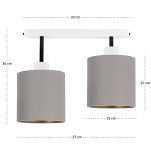 Weiße Deckenlampe mit zwei Lampenschirme grau CL-3306WE-GRGR Deckenleuchte - 4