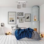 Weiße Deckenlampe mit zwei Lampenschirme grau CL-3306WE-GRGR Deckenleuchte - 2