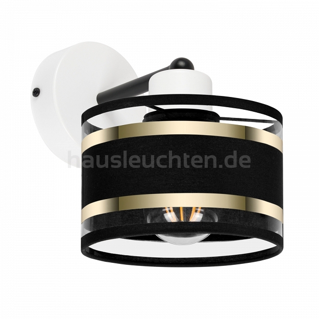 Weiße Wandlampe mit schwarzem Lampenschirm WAND-TI-1010WE-SC Wandleuchte