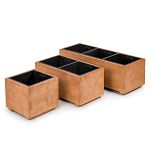 Blumentopf Holz Nuss Pflanzkübel Übertopf Blumenkasten 1x Kunststoffeinsätzen Herausnehmbar 33KAN3332NU - 4