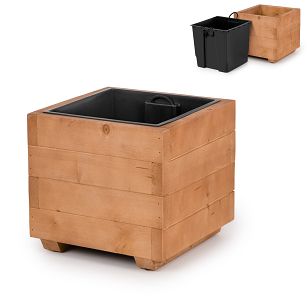 Blumentopf Holz Nuss Pflanzkübel Übertopf Blumenkasten 1x Kunststoffeinsätzen Herausnehmbar 33KAN3332NU