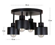 Schwarze Deckenlampe 4OST3030SC Deckenleuchte 4-flammig - 3