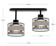 Schwarze Deckenlampe mit zwei Lampenschirme grau TI-3306SC-GRGR Deckenleuchte - 4