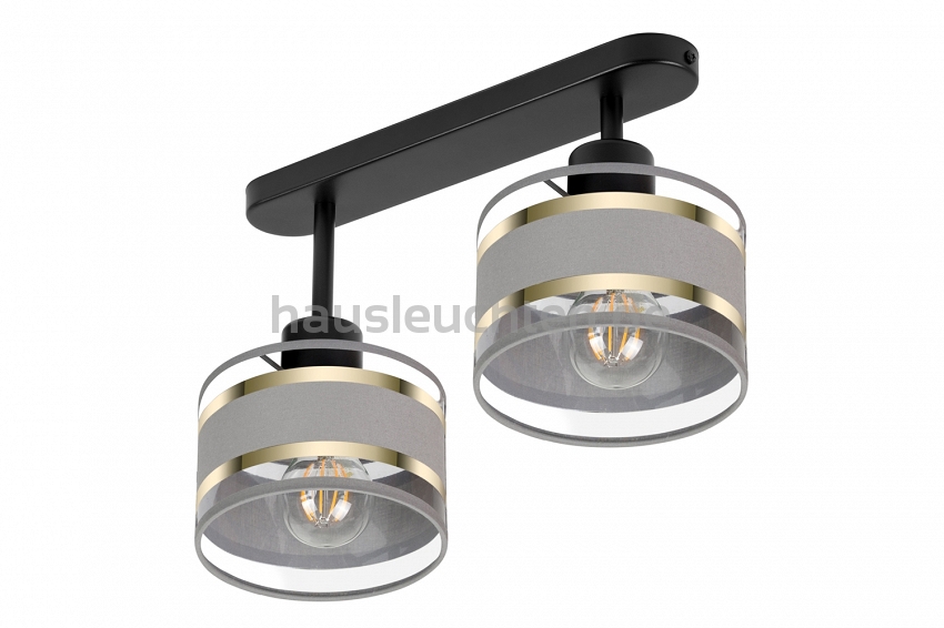 Schwarze Deckenlampe mit zwei Lampenschirme grau TI-3306SC-GRGR Deckenleuchte