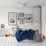 Weiße Deckenlampe mit zwei Lampenschirme grau/weiß TI-3306WE-GRWE Deckenleuchte - 2