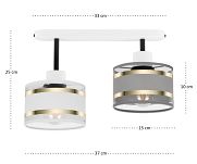 Weiße Deckenlampe mit zwei Lampenschirme grau/weiß TI-3306WE-GRWE Deckenleuchte - 4