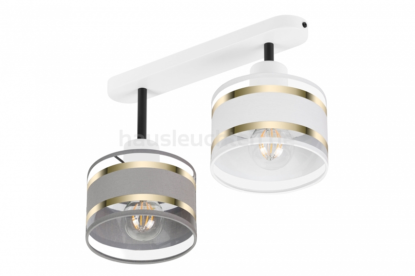 Weiße Deckenlampe mit zwei Lampenschirme grau/weiß TI-3306WE-GRWE Deckenleuchte