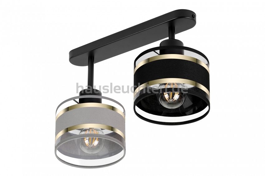 Schwarze Deckenlampe mit zwei Lampenschirme grau/schwarz TI-3306SC-GRSC Deckenleuchte