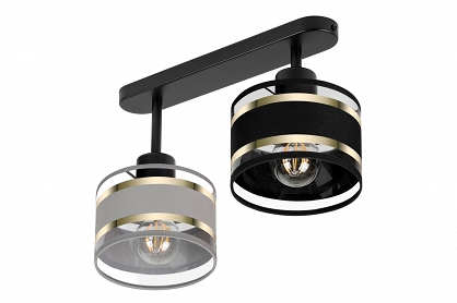 Schwarze Deckenlampe mit zwei Lampenschirme grau/schwarz TI-3306SC-GRSC Deckenleuchte