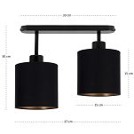 Schwarze Deckenlampe mit zwei Lampenschirme schwarz CL-3306SC-SCSC Deckenleuchte - 4