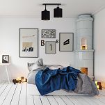 Schwarze Deckenlampe mit zwei Lampenschirme schwarz CL-3306SC-SCSC Deckenleuchte - 2