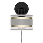 Schwarze Wandlampe mit grauem Lampenschirm und Schnur-Zugschalter SHWAND-TI-1010SC-GR Wandleuchte - 4