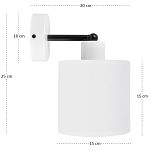 Weiße Wandlampe mit weißem Lampenschirm WAND-CL-1010WE-WE Wandleuchte - 5