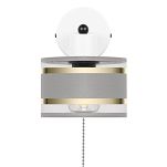 Weiße Wandlampe mit grauem Lampenschirm und Schnur-Zugschalter SHWAND-TI-1010WE-GR Wandleuchte - 4