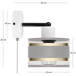 Weiße Wandlampe mit grauem Lampenschirm und Schnur-Zugschalter SHWAND-TI-1010WE-GR Wandleuchte - 5