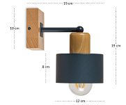 Anthrazite Wandlampe aus Holz WAND-AN10x10BU Wandleuchte - 4