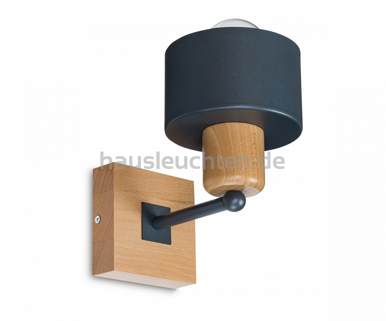 Anthrazite Wandlampe aus Holz WAND-AN10x10BU Wandleuchte