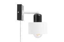 Weiße Wandlampe mit Zugschalter aus Holz SHWAND-WE10x10SC Wandleuchte - 3