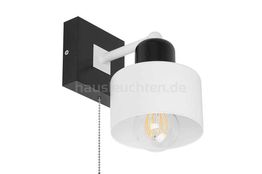 Weiße Wandlampe mit Zugschalter aus Holz SHWAND-WE10x10SC Wandleuchte