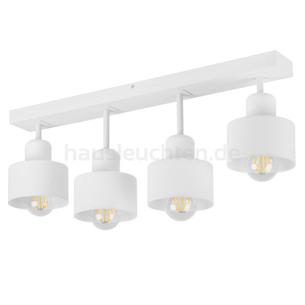 Weiße Deckenlampe aus Holz WE60x7WE Deckenleuchte 4-flammig