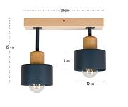 Anthrazite Deckenlampe aus Holz AN30x7BU Deckenleuchte 2-flammig - 3