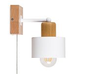 Weiße Wandlampe mit Zugschalter aus Holz SHWAND-WE10x10BU Wandleuchte - 3