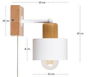 Weiße Wandlampe mit Zugschalter aus Holz SHWAND-WE10x10BU Wandleuchte - 4