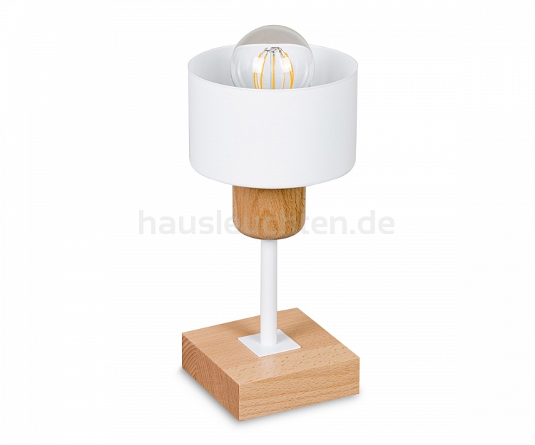 Weiße Tischlampe aus Holz TI-WE10x10BU Tischleuchte