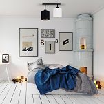 Schwarze Deckenlampe mit zwei Lampenschirme grau/weiß CL-3306SC-GRWE Deckenleuchte - 2