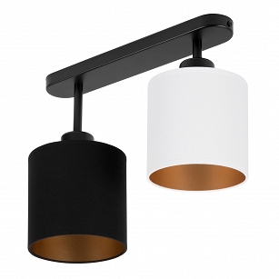 Schwarze Deckenlampe mit zwei Lampenschirme grau/weiß CL-3306SC-GRWE Deckenleuchte