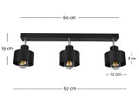 Schwarze Deckenstrahler Deckenlampe 3PRST6005SC Deckenleuchte 3-flammig - 3