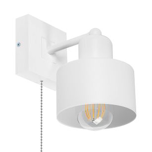 Weiße Wandlampe mit Zugschalter aus Holz SHWAND-WE10x10WE Wandleuchte