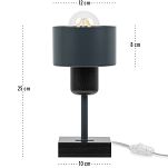 Anthrazite Tischlampe aus Holz TI-AN10x10SC Tischleuchte - 4