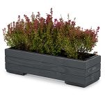 Pflanzkübel aus Holz mit Einsatz und Untersetzer GRAU Pflanzkasten Blumenkasten Balkonkasten 61DES1917AN - 4