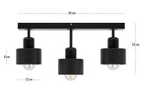 Schwarze Deckenlampe aus Holz SC50x7SC Deckenleuchte 3-flammig - 3
