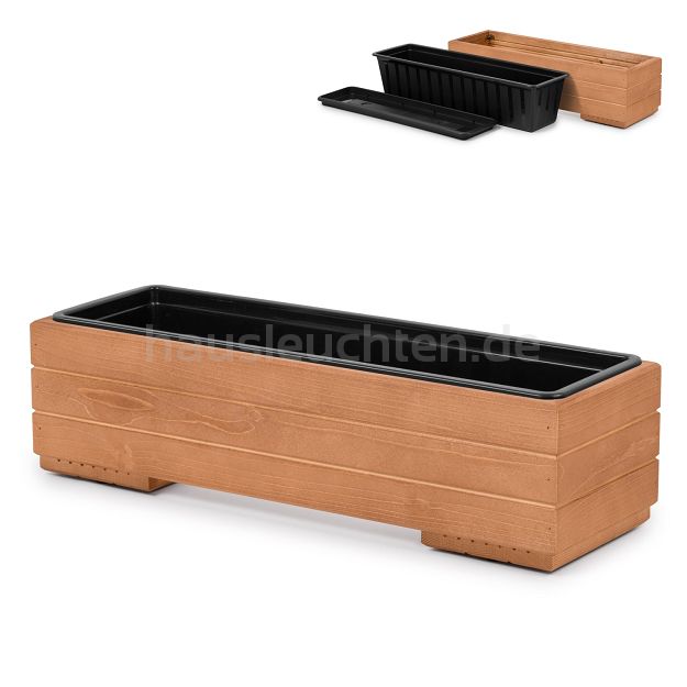 Pflanzkübel aus Holz mit Einsatz und Untersetzer NUSS Pflanzkasten Blumenkasten Balkonkasten 61DES1917NU