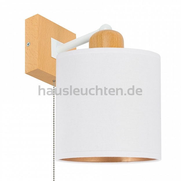 Weiße Wandlampe mit Zugschalter aus Holz CL-SHWAND-WE10x10BU-WE LED Wandleuchte