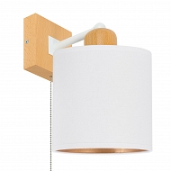 Weiße Wandlampe mit Zugschalter aus Holz CL-SHWAND-WE10x10BU-WE LED Wandleuchte