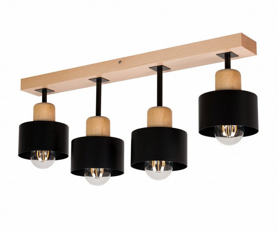 Schwarze Deckenlampe aus Holz 4-flammig SC60x7BU Deckenleuchte kaufen günstig online