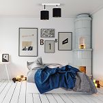 Weiße Deckenlampe mit zwei Lampenschirme schwarz CL-3306WE-SCSC Deckenleuchte - 2